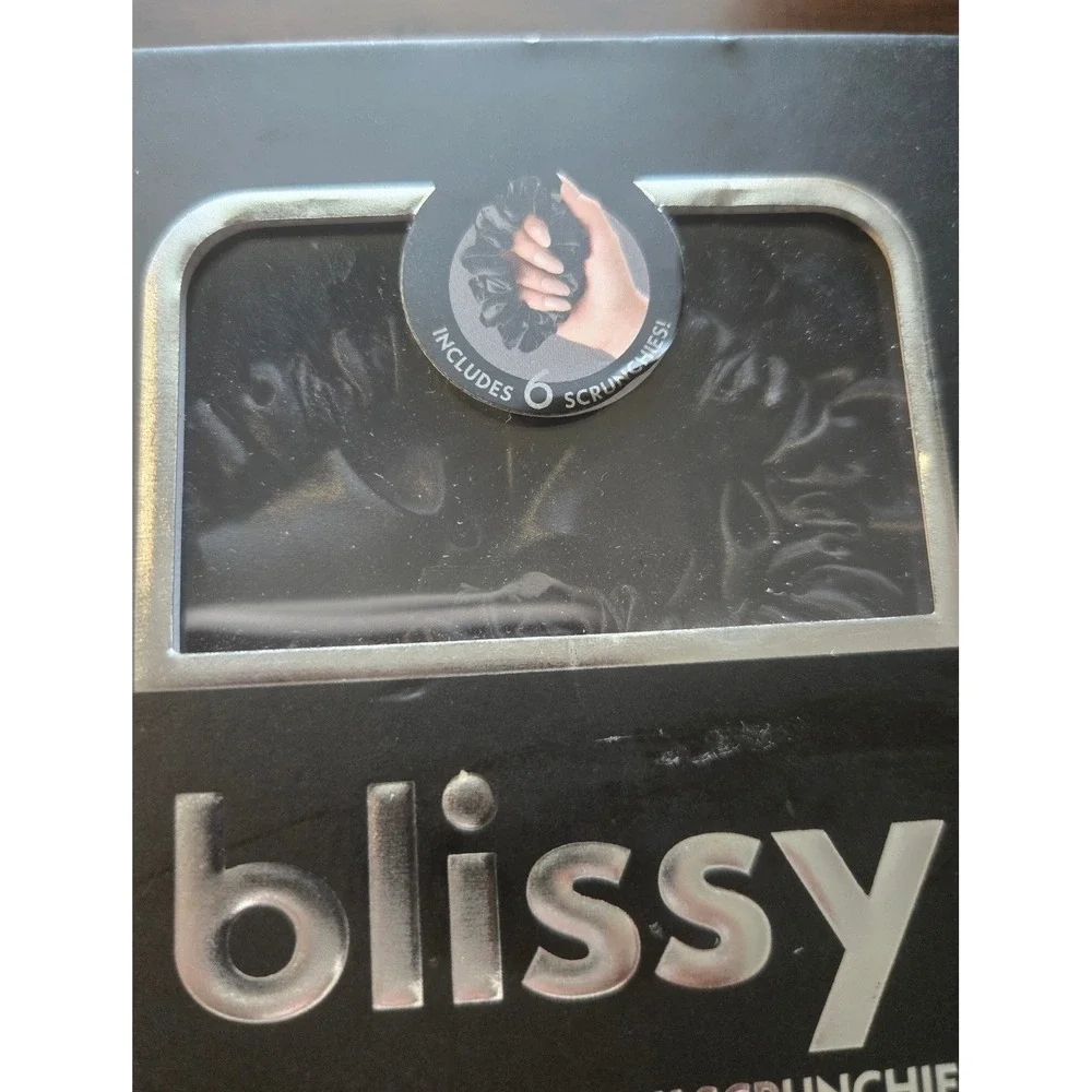 Blissy 100% Mulberry Silk Scrunchies Black 6-Pack 6A Grade Silk Set NEW